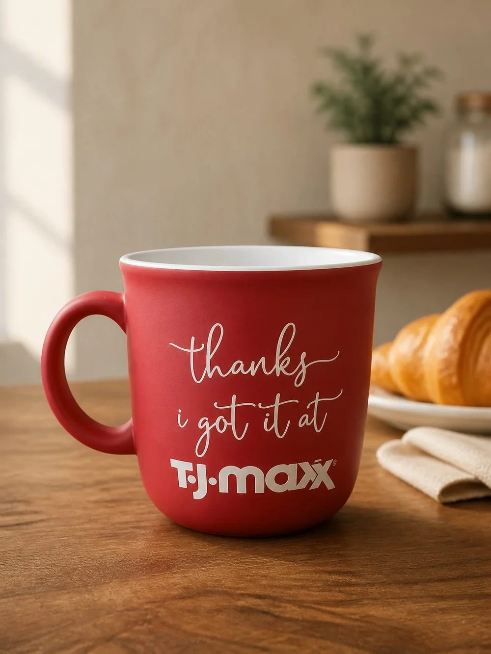 T.J.Maxx Red 'Thanks I Got It At T.J.Maxx' Soft Ceramic Coffee Mug - Picture 1 of 4
